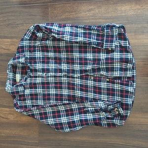 Black/Red Mens Flannel Button Down L